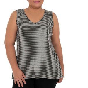 Womens Terra & Sky Gray Striped V-Neck Peplum Tank Top Size  3X NWT